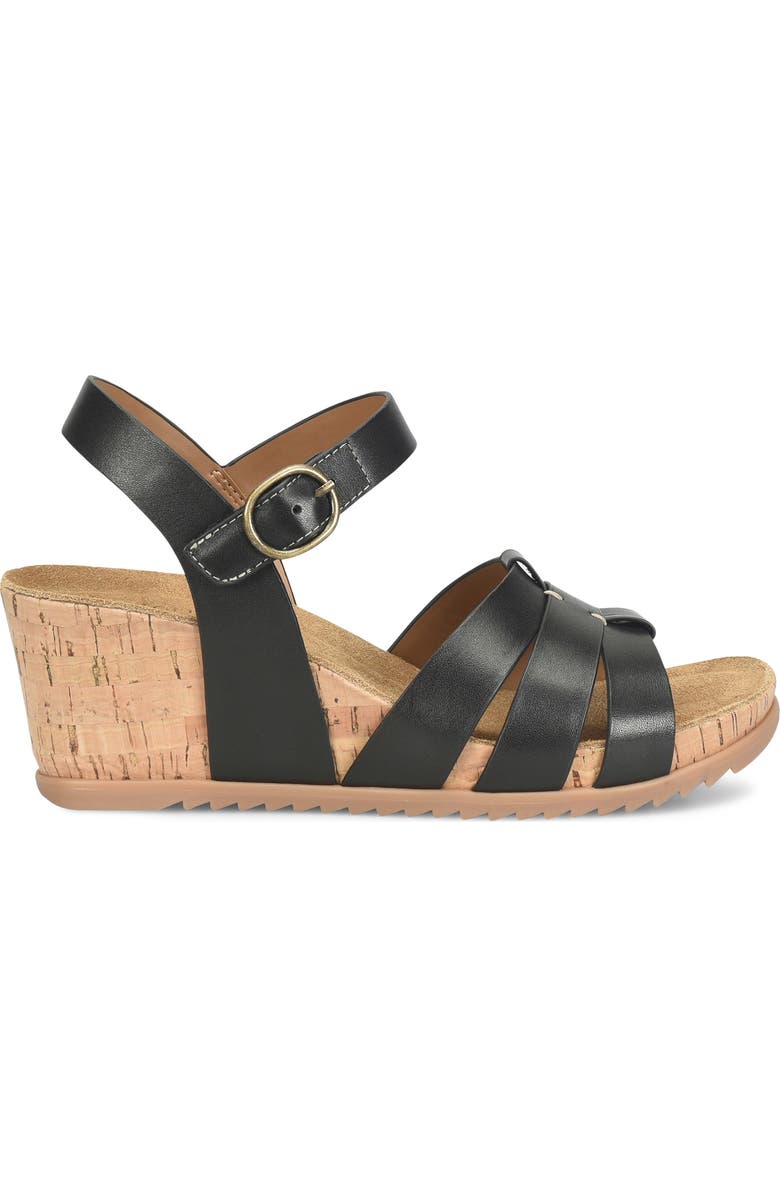 Comfortiva Taralyn Wedge Sandal, Alternate, color, Black/ Black