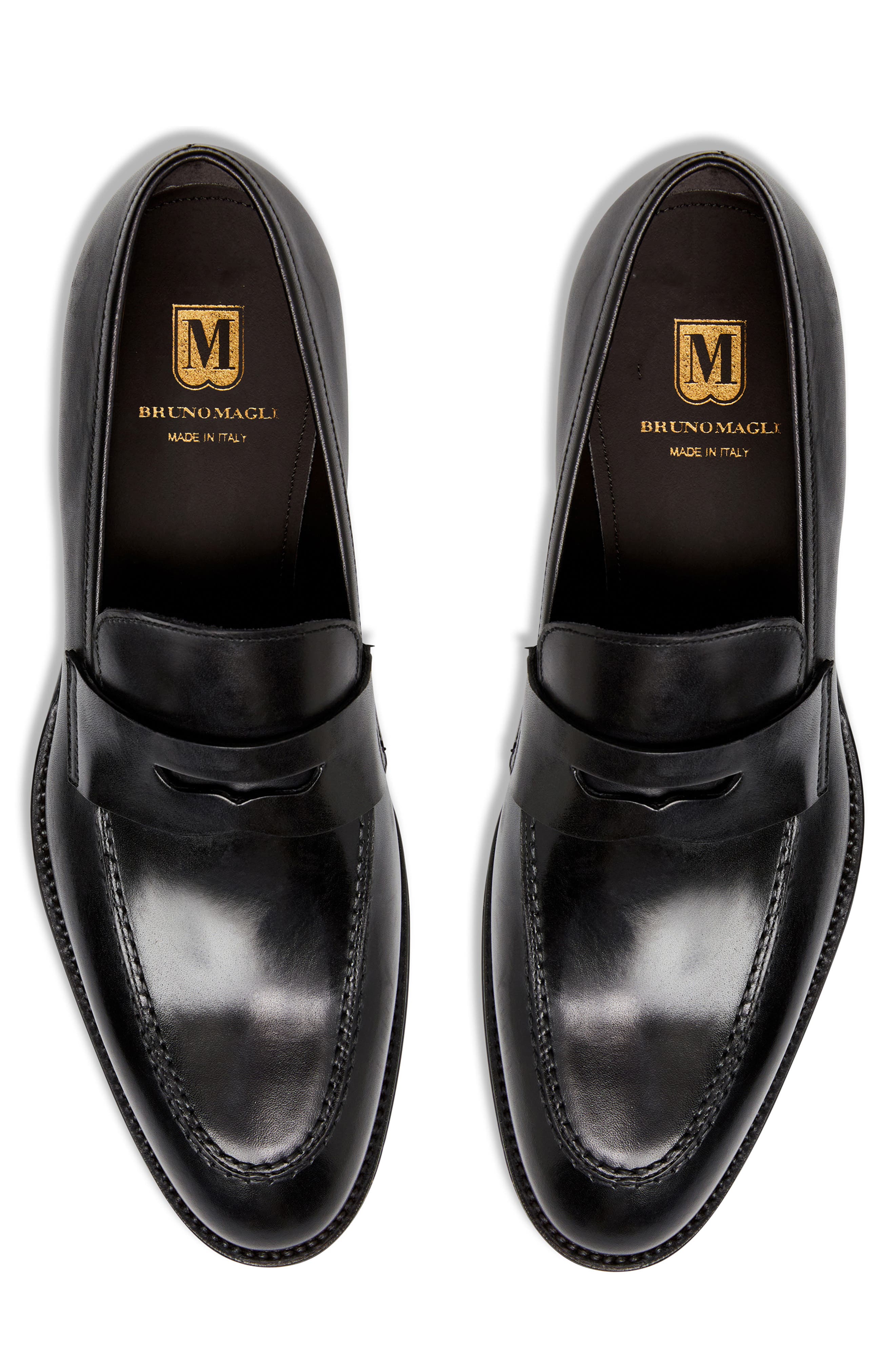 Cosmo Saffiano Leather Penny Loafer, Alternate, color, BLACK