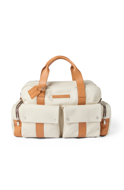 Brunello Cucinelli Calfskin And Cowhide Duffle Bag In White