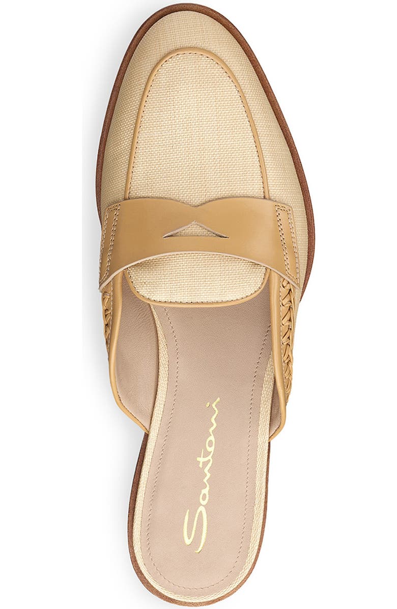 Santoni Women's Leather and Fabric Mule, Alternate, color, Natural
