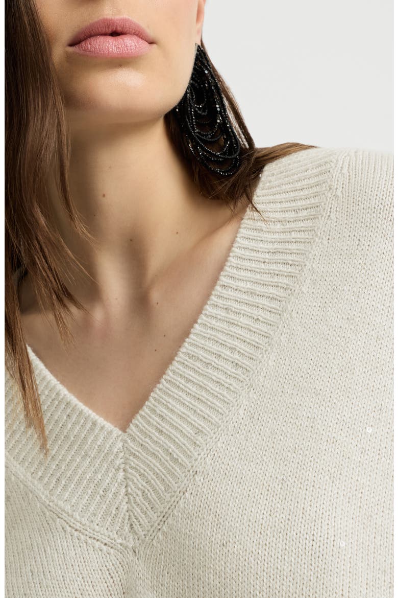 Cashmere and silk Diamond yarn sweater, Alternate, color, Ivory