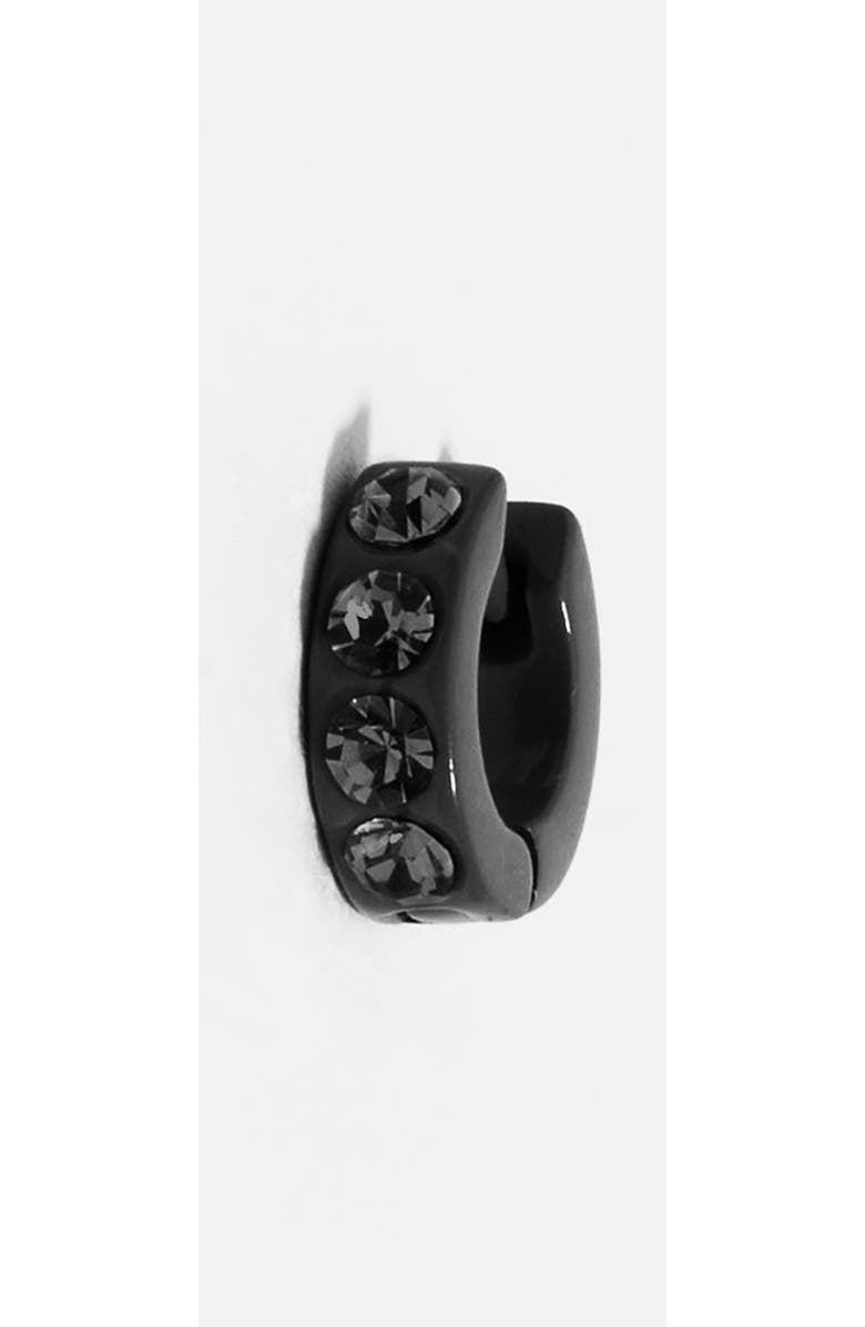 Bimba y Lola Mini Hoop Earrings With Crystals, Alternate, color, Black