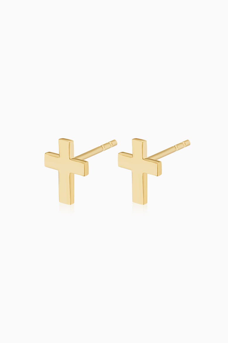 14K Yellow Gold Cross Roads Studs, Alternate, color, Yellow Gold