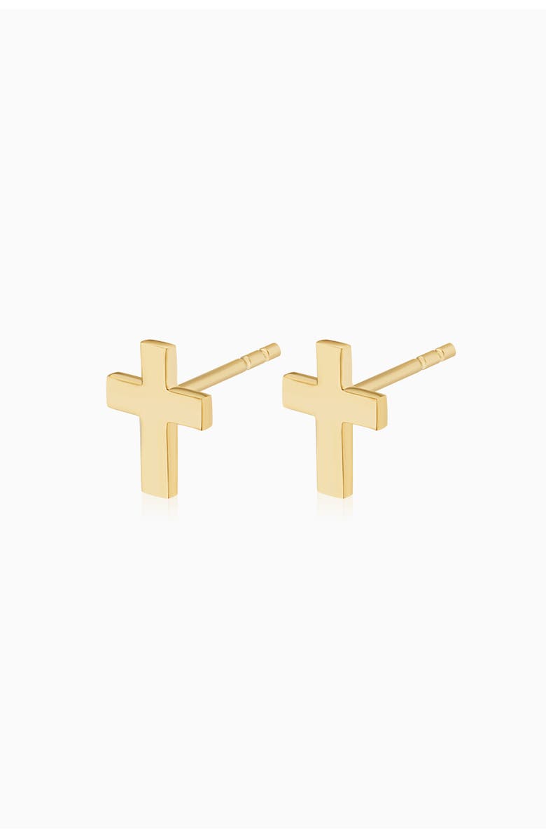 Oradina 14K Yellow Gold Cross Roads Studs, Alternate, color, Yellow Gold