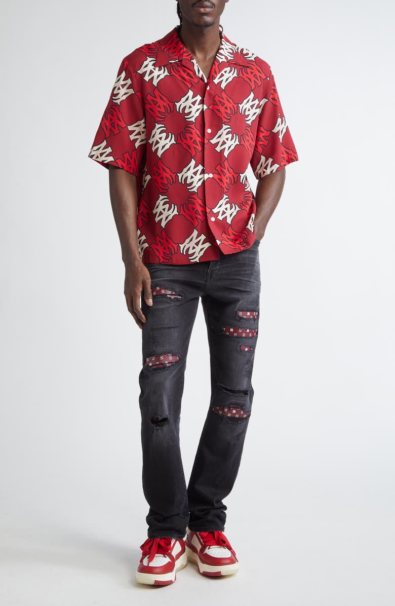 Bandana Repaired Slim Fit Jeans