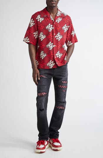 AMIRI Bandana Repaired Slim Fit Jeans | Nordstrom