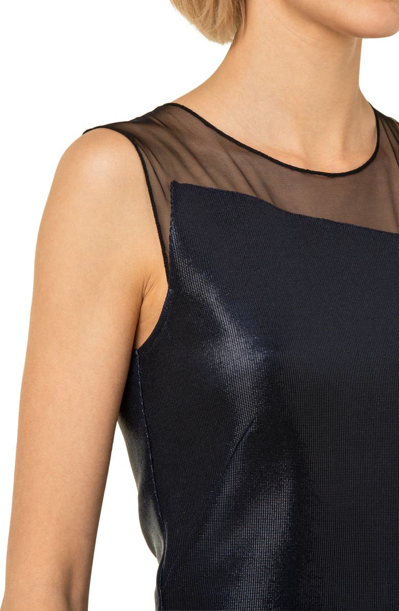 Akris Asymmetric Illusion Yoke Metallic Jersey Top, Alternate, color, Deep Blue
