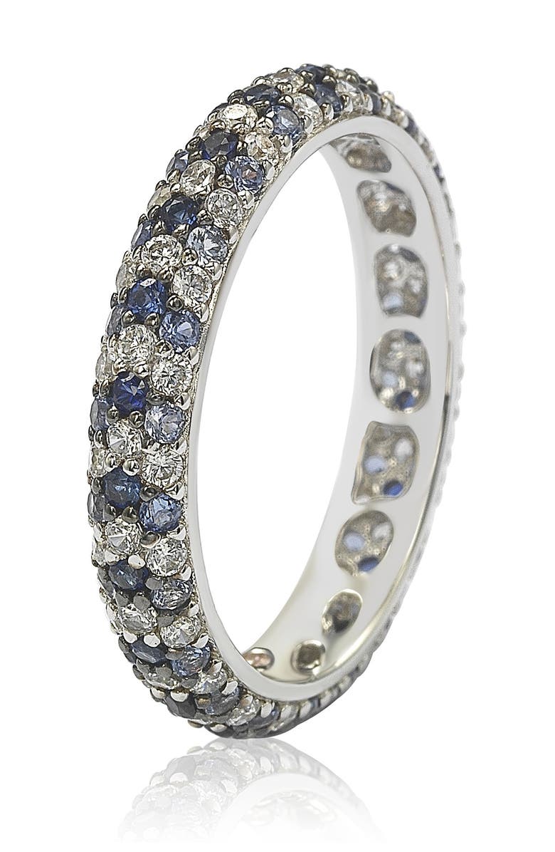 SUZY LEVIAN Sterling Silver Sapphire & Diamond Accent Pave Eternity Band, Alternate, color, 