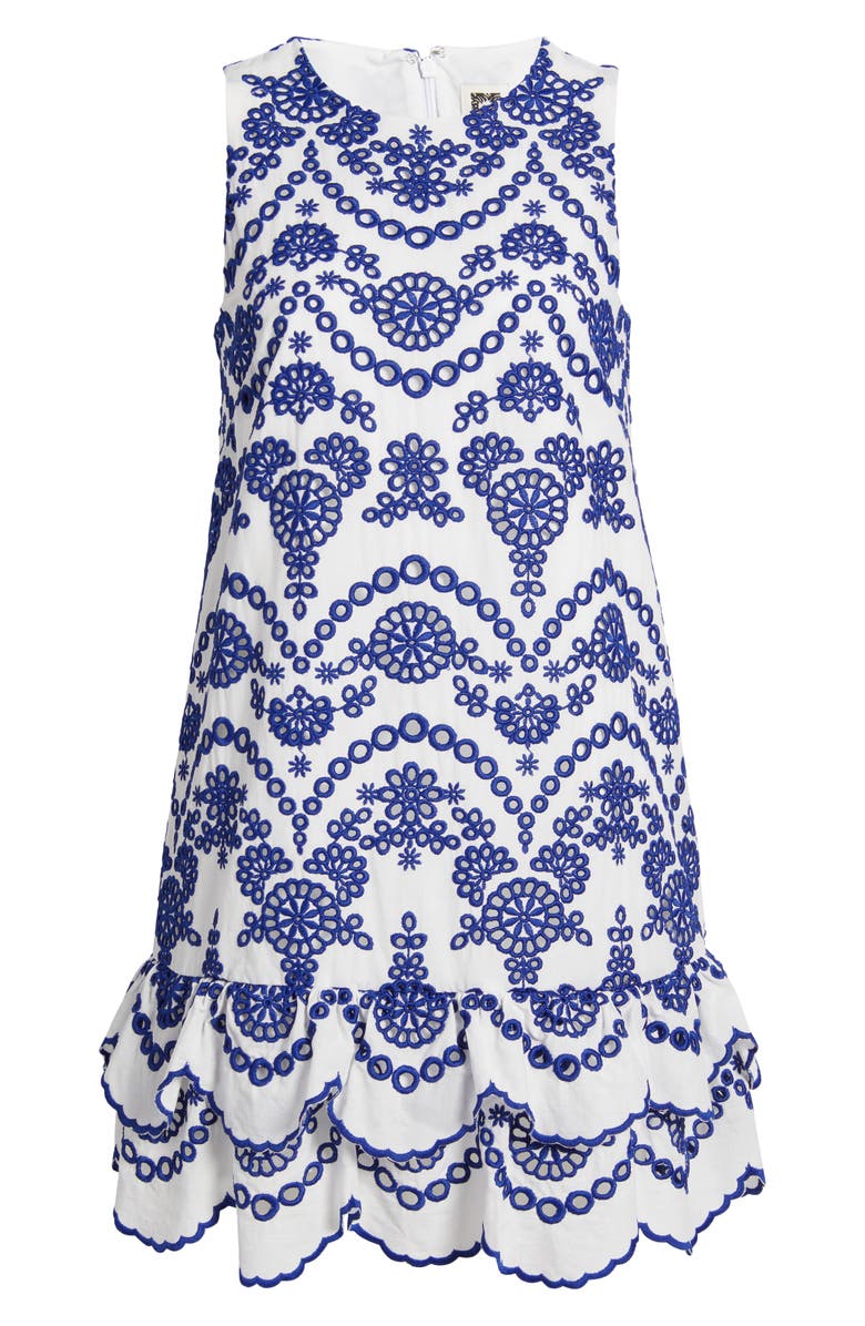 Anne Klein Tiered Cotton Eyelet Minidress, Alternate, color, 