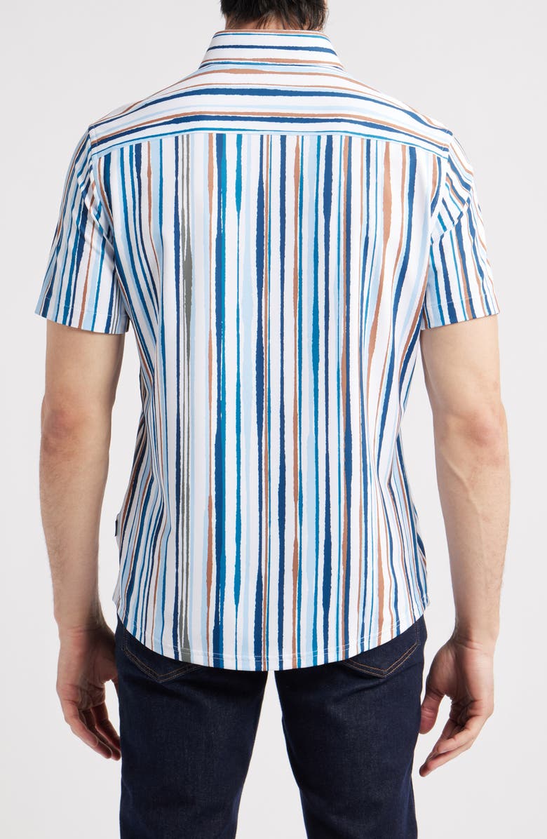 Stone Rose Breakwater Performance Short Sleeve Button-Up Shirt, Alternate, color, 