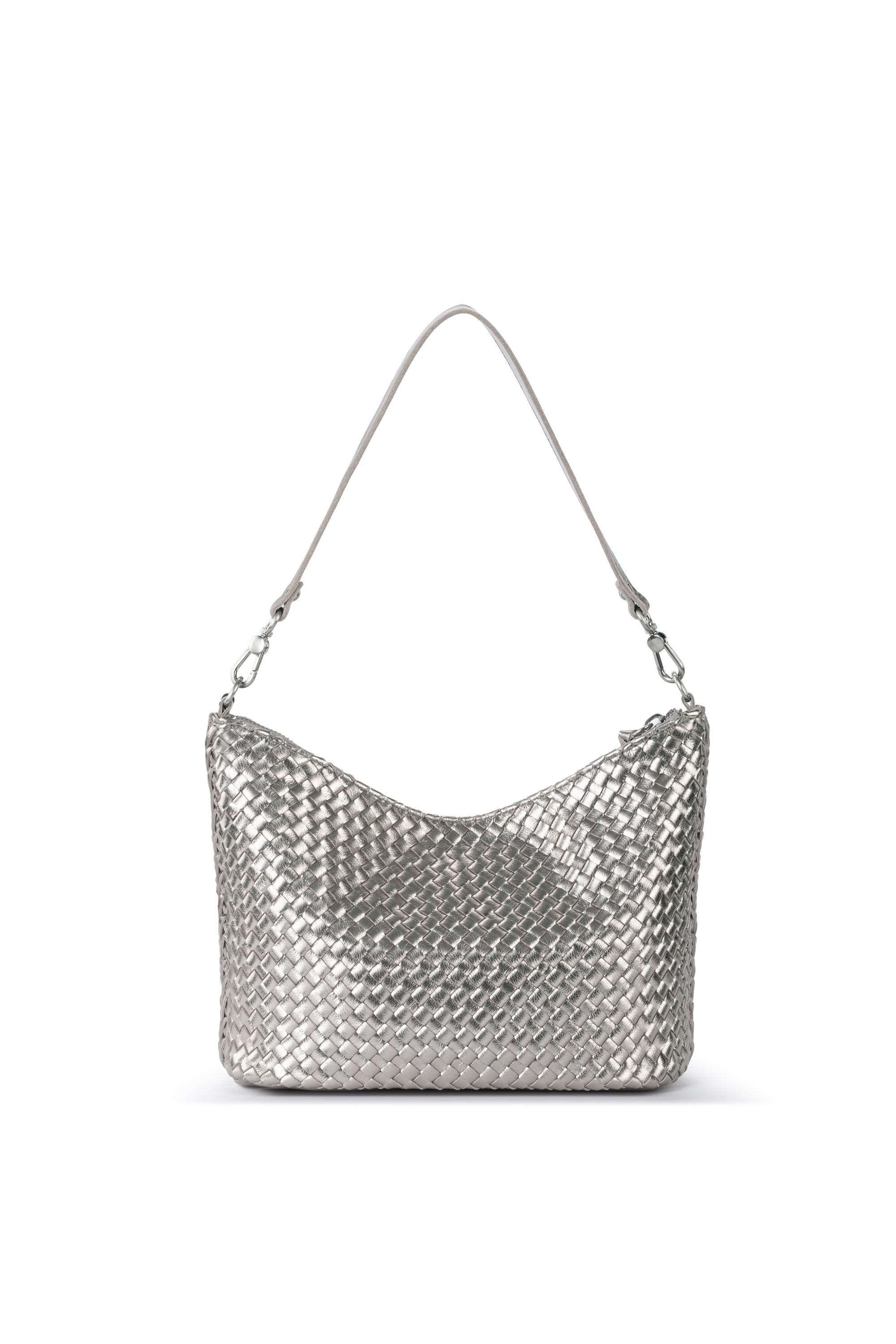 Juniper Small Hobo Leather Bag, Alternate, color, Pyrite Woven
