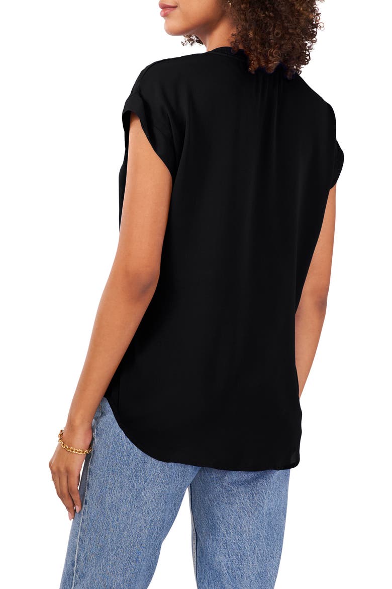 Split Neck Georgette Top, Alternate, color, RICH BLACK