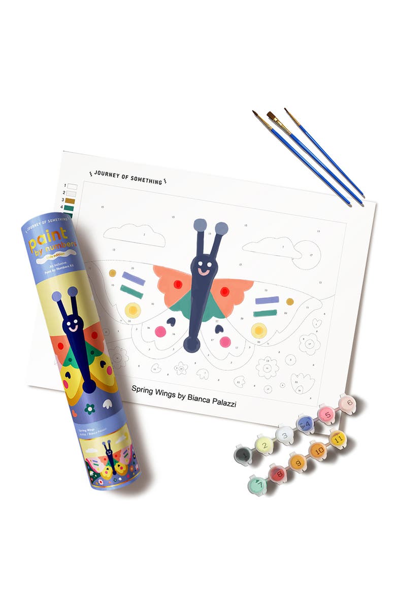 Journey of Something Paint By Numbers, Spring Wings Art Craft Kit, 8.3 x 11.7 Inches, Main, color, Multicolored