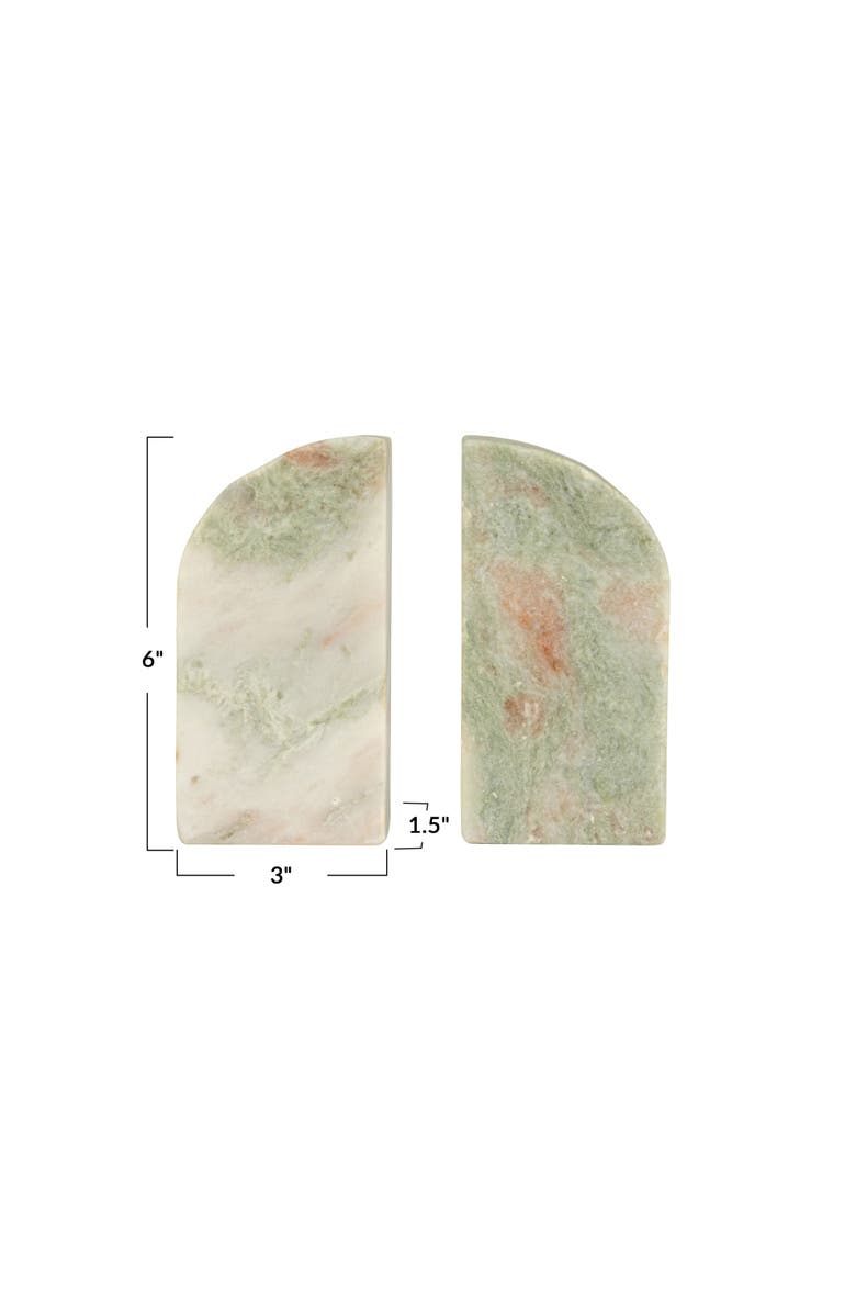 Storied Home Half Arch Marble Bookends, Green, Alternate, color,