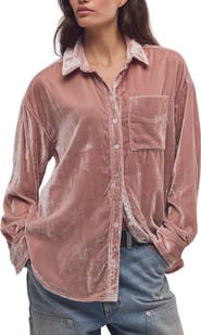 Free People Lexi Velvet Button Down Shirt
