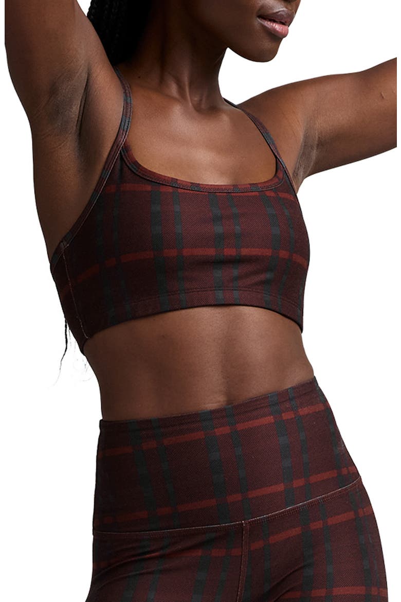 Softmark Slim Racerback Sports Bra, Main, color, DARK CHERRY PREPPY