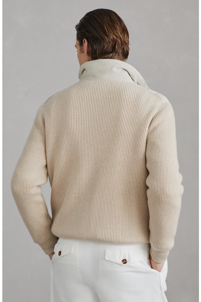 Suede bomber jacket with quilting, Alternate, color, Natural