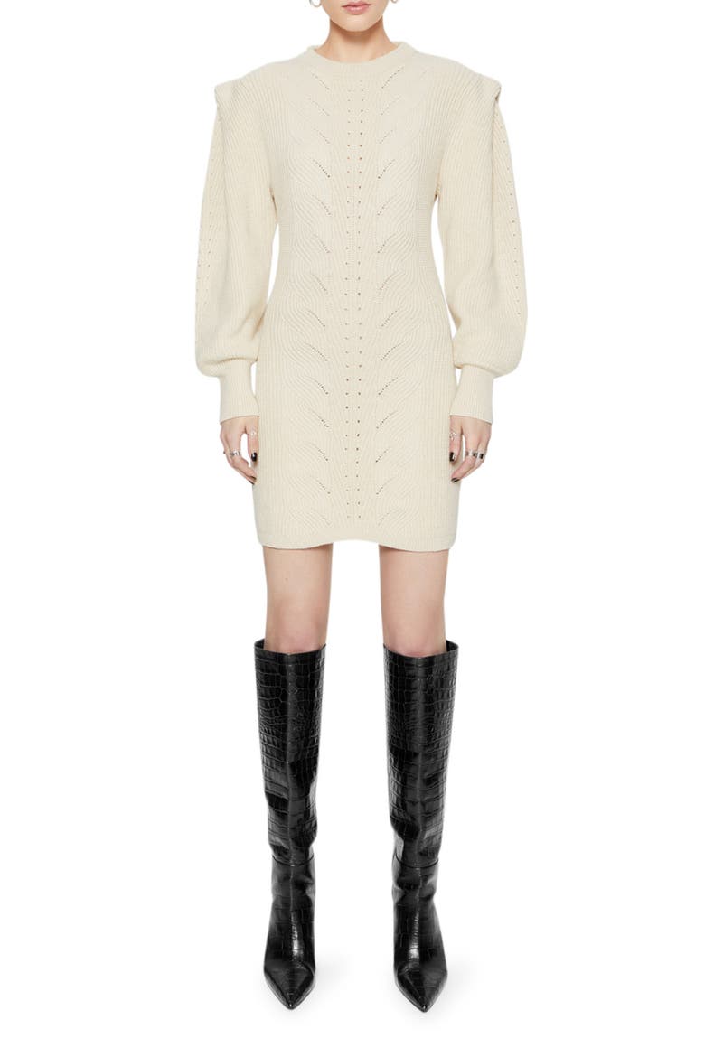 Daisy Long Sleeve Sweater Minidress, Main, color, WINTER WHITE