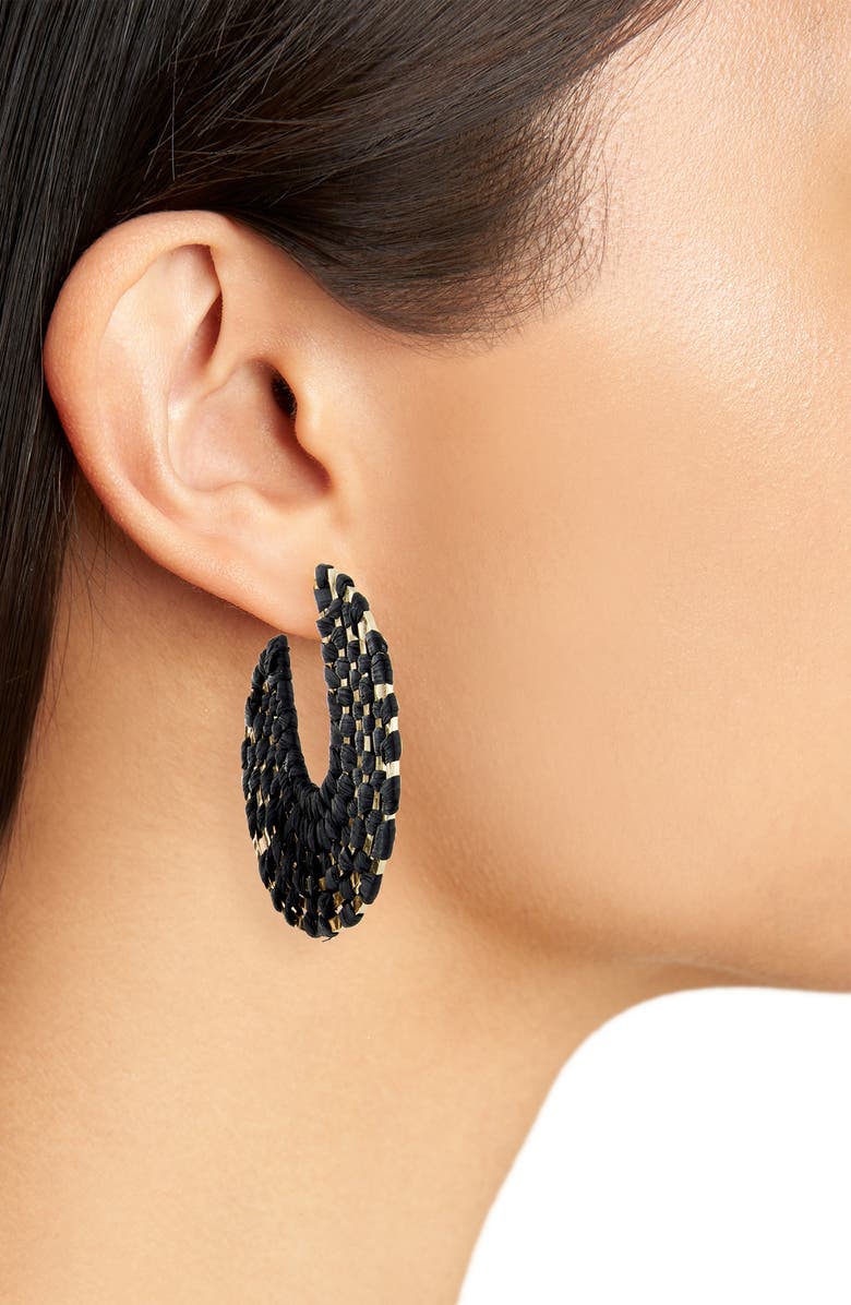 Cara Crystal Chain Linear Drop Earrings, Alternate, color, Black