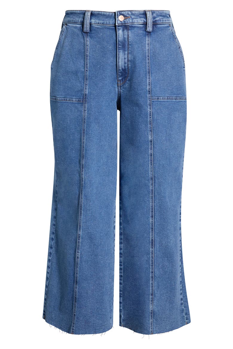 Simone Raw Hem High Waist Wide Leg Utility Jeans, Alternate, color, SALTON