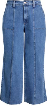 NYDJ Simone Raw Hem High Waist Wide Leg Utility Jeans