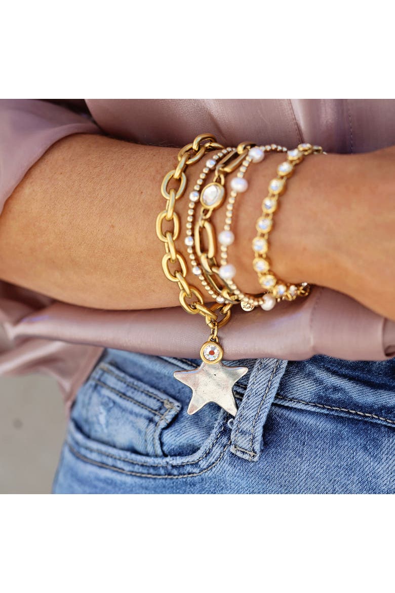 Prescott Bracelet with CZ, Alternate, color, Gold / Silver Star
