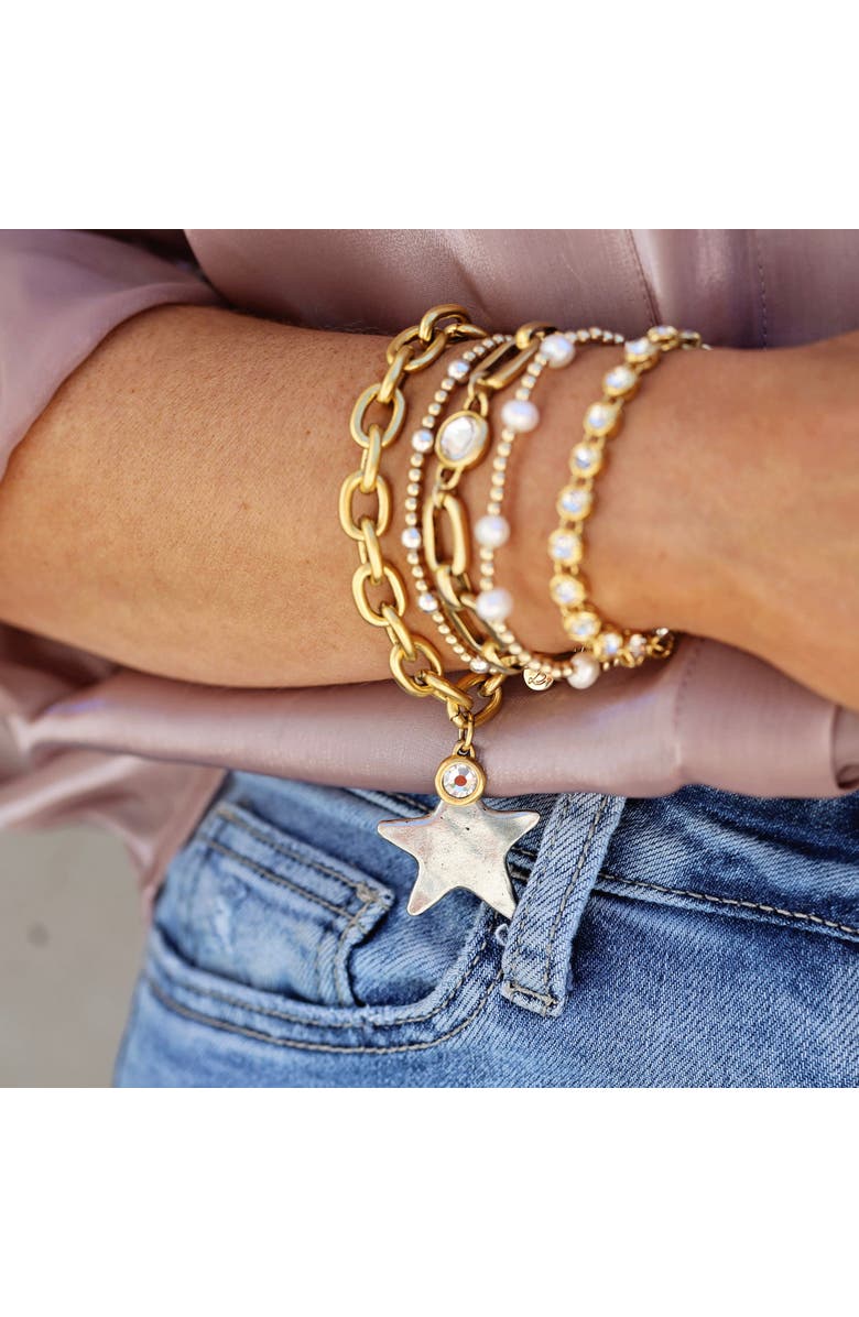 Bowood Lane Prescott Bracelet with CZ, Alternate, color, Gold / Silver Star