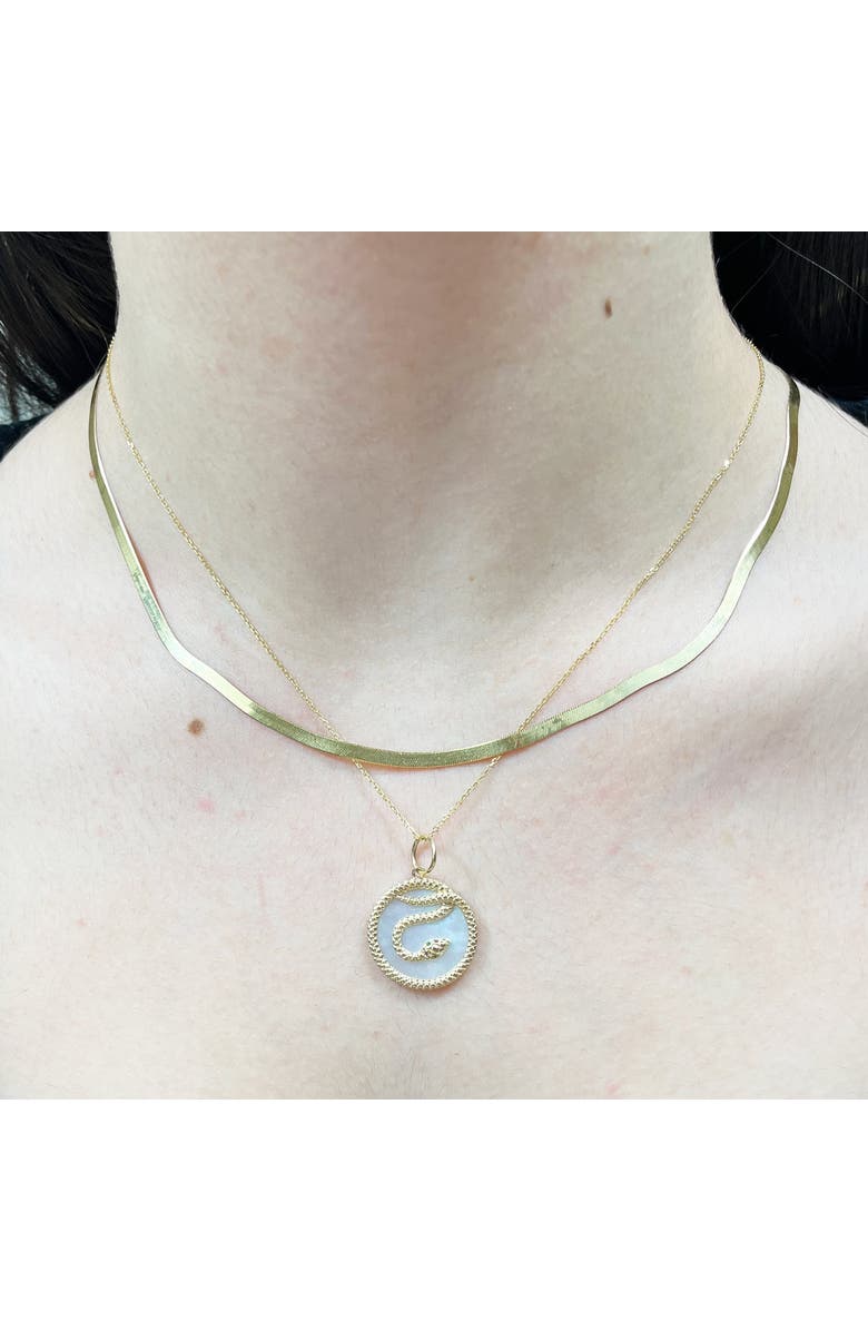 The Lovery Fine Jewelry Mother of Pearl Snake Charm, Alternate, color, Mother Of Pearl