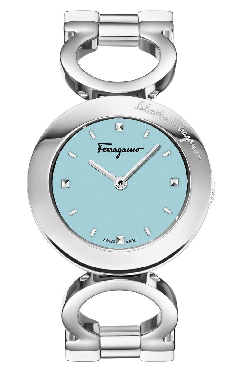 FERRAGAMO Gancino Bracelet Strap Watch, 28mm, Main, color, Stainless Steel