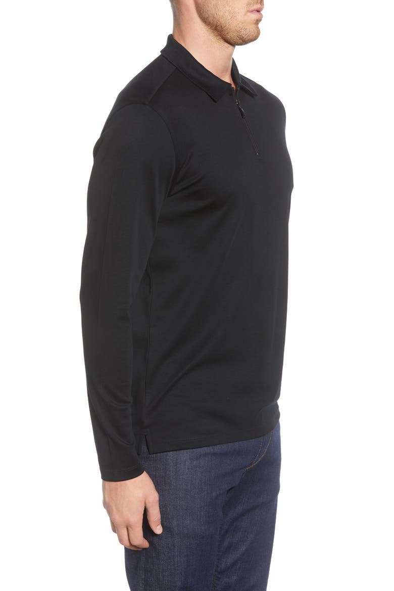 Georgia Long Sleeve Zip Polo, Alternate, color, BLACK