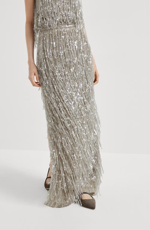 Brunello Cucinelli Column Couture Skirt In Beige