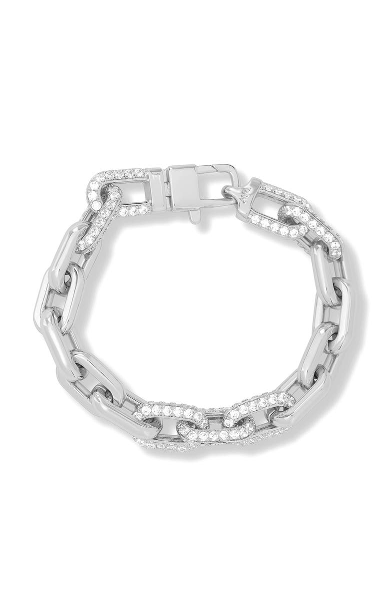 Melinda Maria Frankie Pavé Cubic Zirconia Link Bracelet, Main, color, Silver-White
