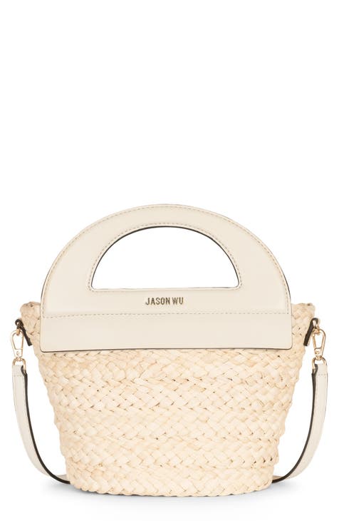 Winnie Top Handle Woven Straw Satchel