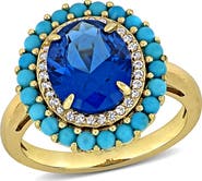 DELMAR Lab Created Blue Spinel Turquoise Ring