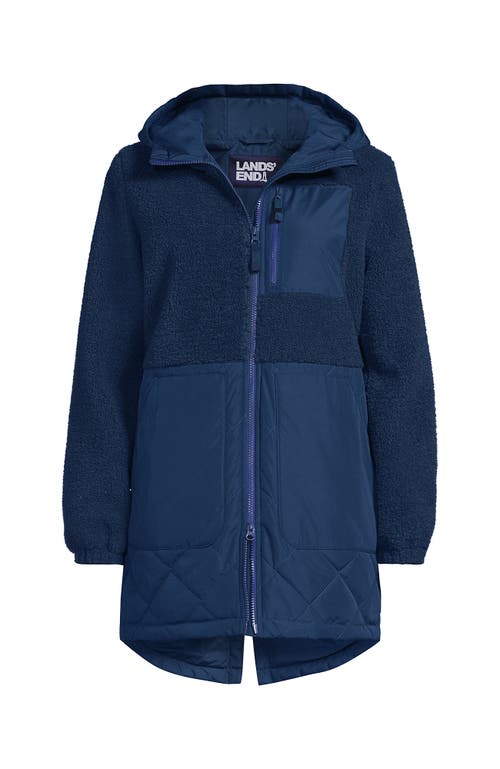 Lands' End High Pile Quilted Mixed Media Parka In Blue