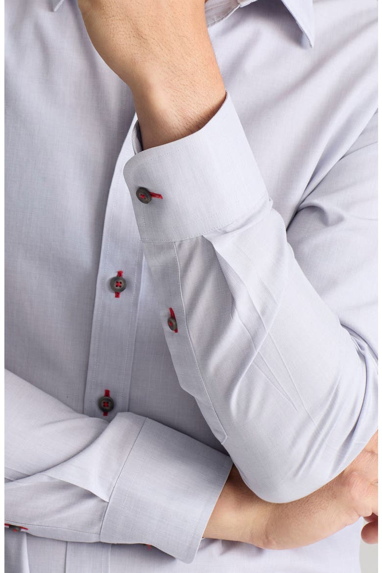 Rubican Light Grey Wrinkle Free Cotton Button-Up Shirt, Alternate, color, GREY