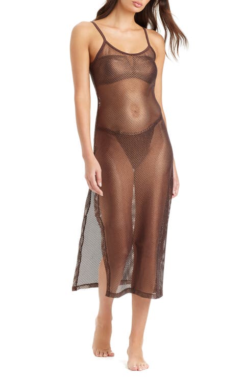 Metallic Net Sheer Maxi Cover-Up Dress
