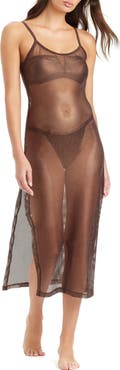 Sanctuary Metallic Net Sheer Maxi Cover-Up Dress