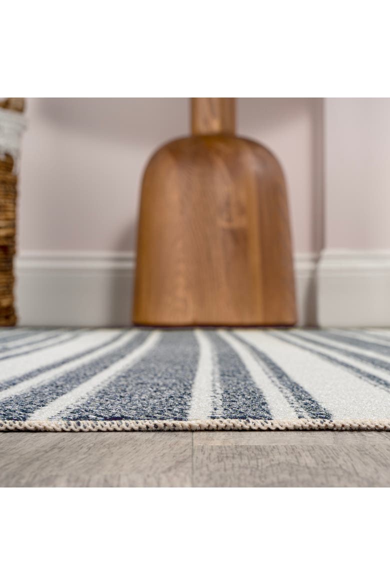 Fawning Two-Tone Striped Classic Low-Pile Machine-Washable Area Rug, Alternate, color, Cream/Dark Gray