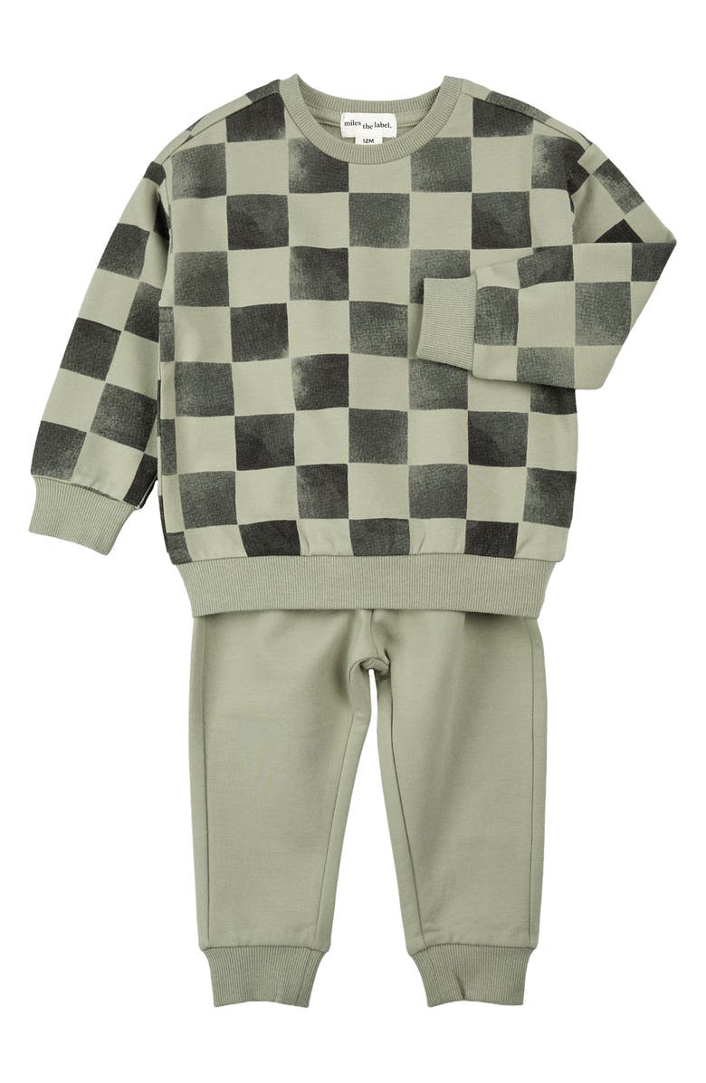 MILES THE LABEL Check Sweatshirt & Joggers Set, Main, color, Dusty Green