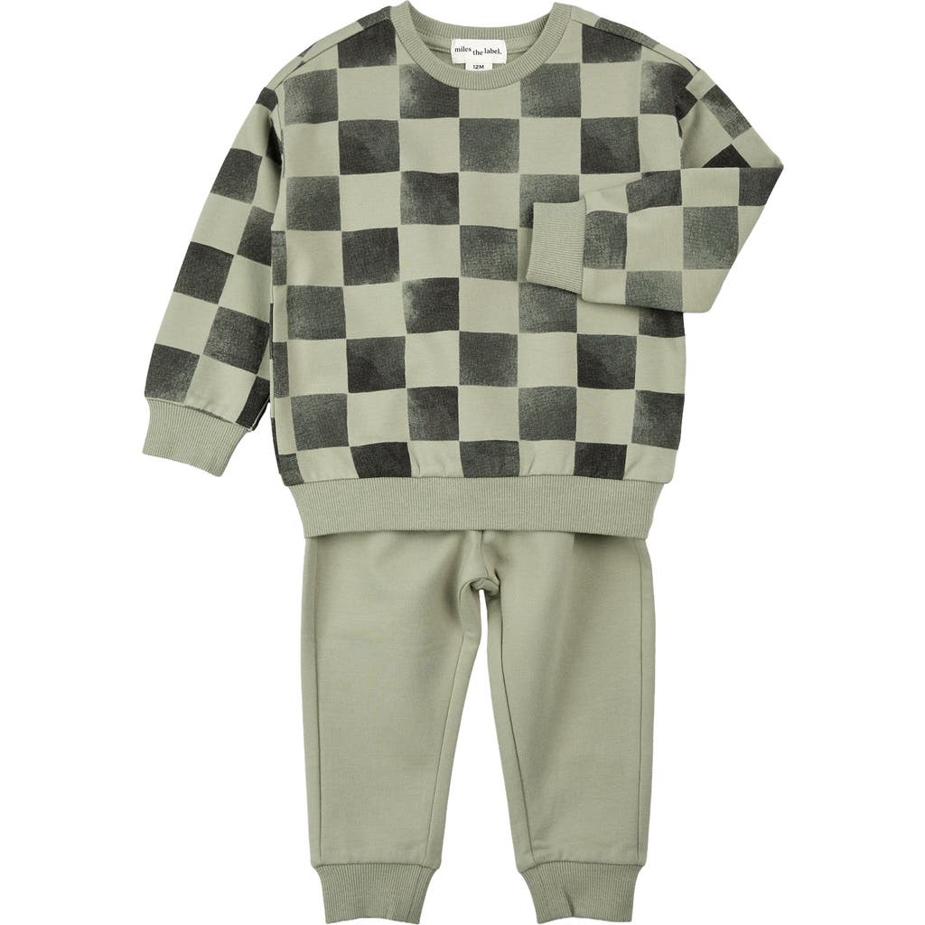 Miles The Label Check Sweatshirt & Joggers Set In Green