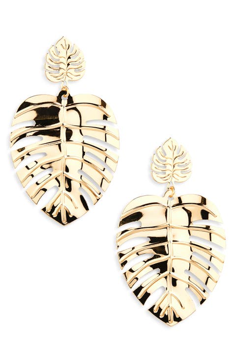 Palm Leaf Drop Earrings