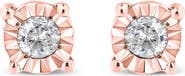 Haus of Brilliance Silver 1/10 Cttw Round Brilliant-Cut Diamond Miracle-Set Stud Earrings