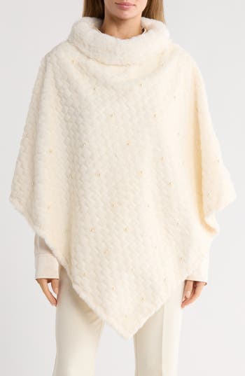 Nanette Lepore Elegant Faux Pearl Ruana In White