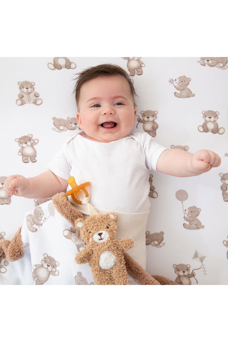 Cotton Jersey Fitted Sheet, Alternate, color, Cuddly Bear