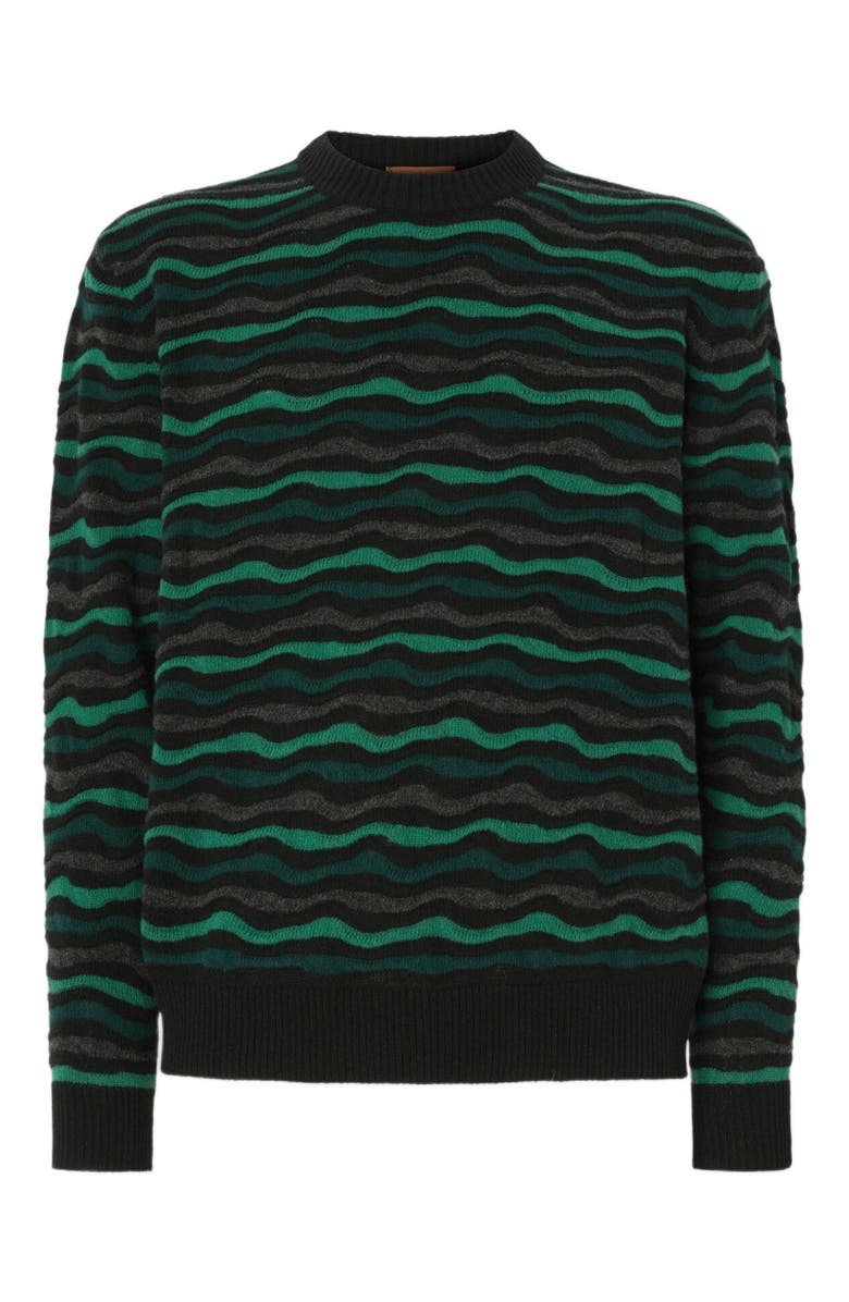 Missoni Crew Neck Sweater With Wave Pattern, Alternate, color, Green