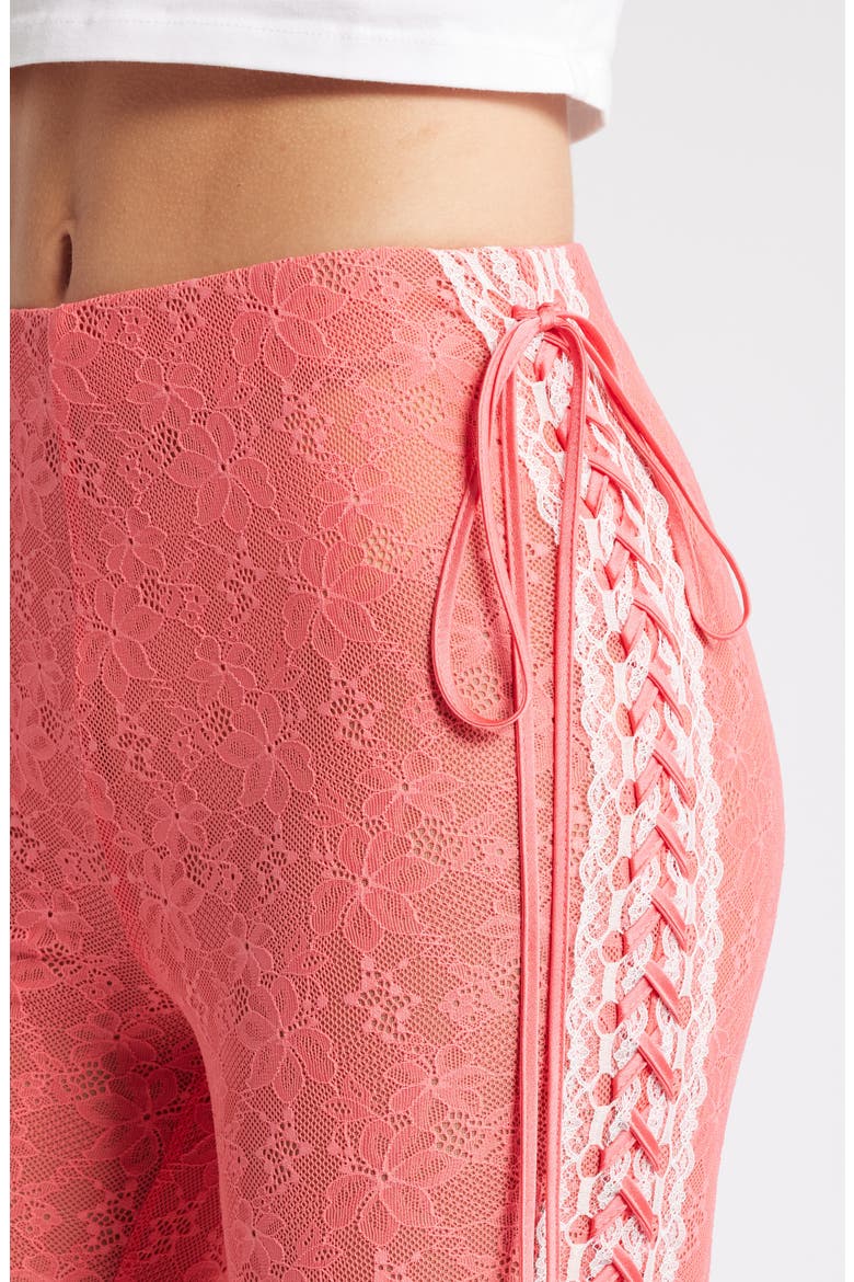 Floral Lace Lace-Up Pants, Alternate, color, GRAPEFRUIT