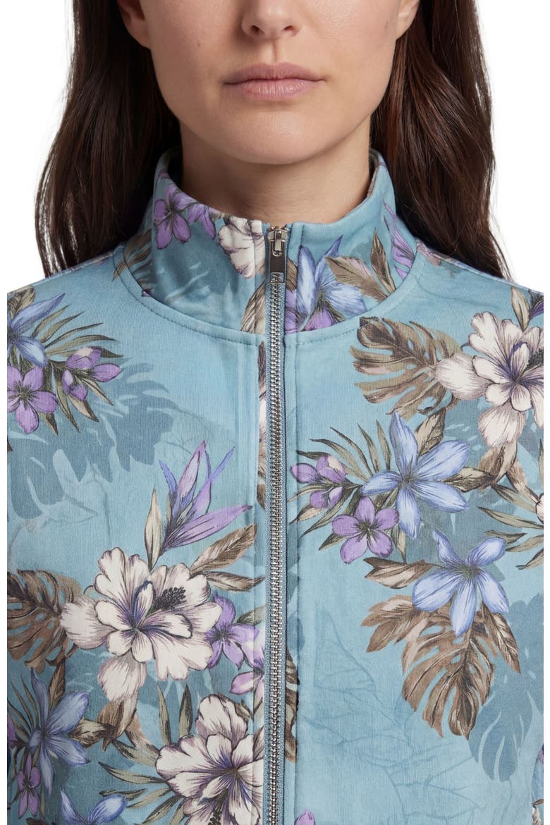 Exotic Floral Womens Cropped Zip Jacket, Alternate, color, EXOTIC FLORAL TEAL