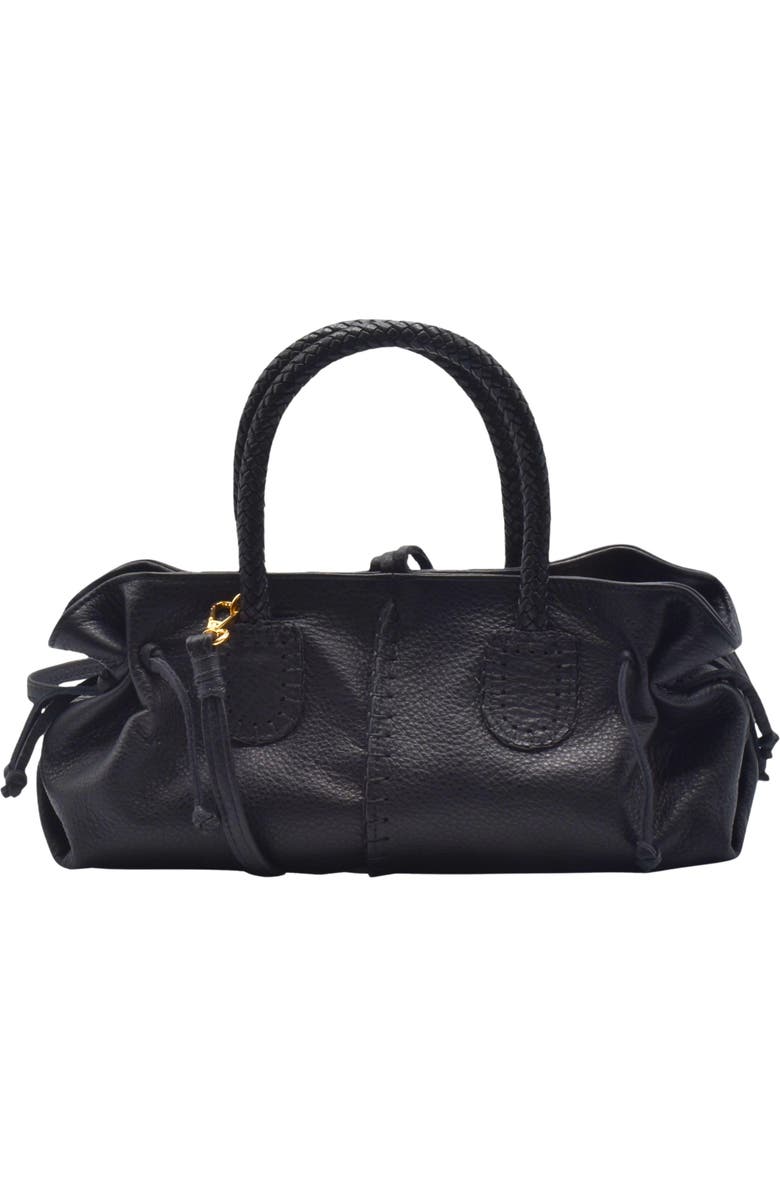 Carlos Falchi Mini Satchel Leather Bag, Alternate, color, Black Obsidian