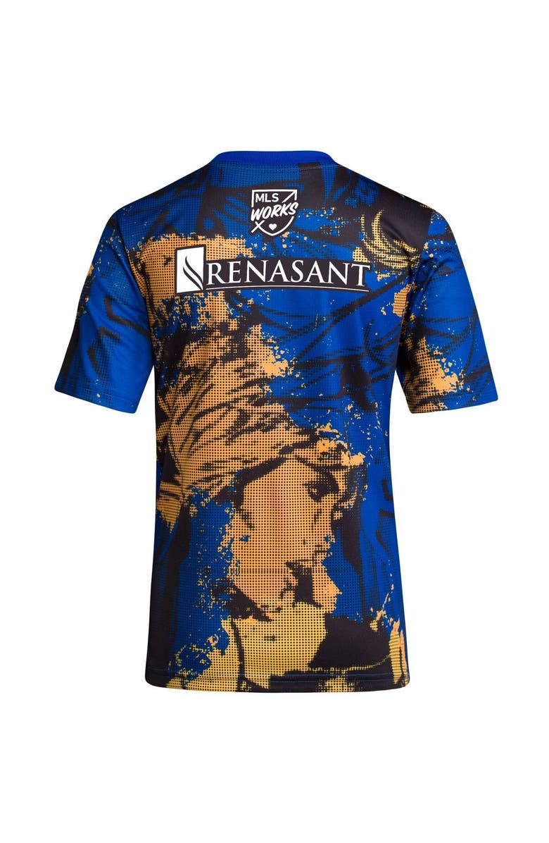 adidas Youth adidas Royal Nashville SC 2023 MLS Works Kick Childhood Cancer x Marvel Pre-Match Top, Alternate, color,